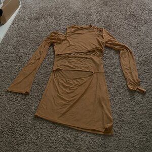 Tan Cut-Out Mini Dress